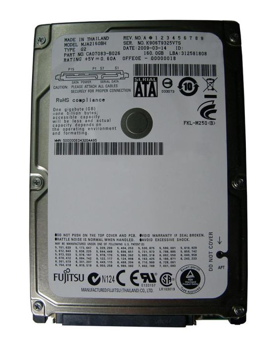 MJA2160BH Fujitsu Mobile 160GB 5400RPM SATA 3Gbps 8MB Cache 2.5-inch Internal Hard Drive