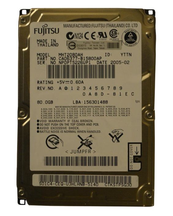 MHT2080AHR Fujitsu Mobile 80GB 5400RPM ATA-100 8MB Cache 2.5-inch Internal Hard Drive