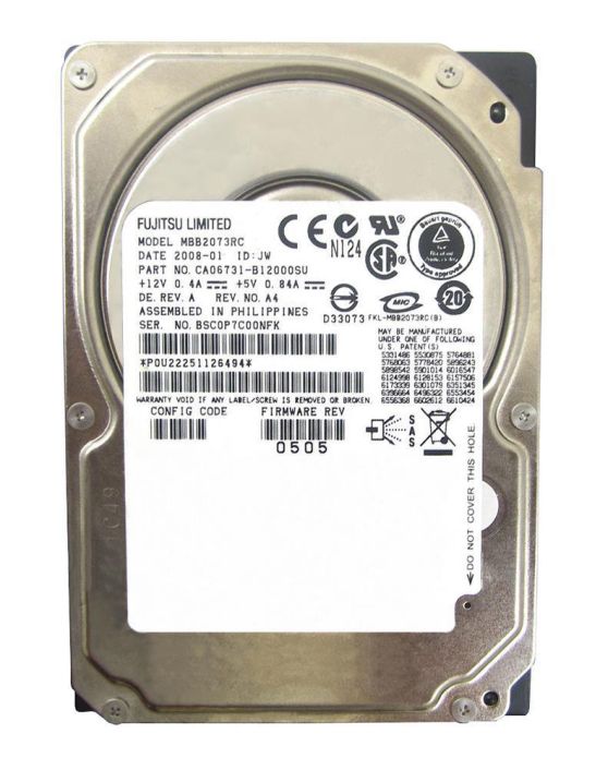 MBB2073RC-DELL Fujitsu Enterprise 73.5GB 10000RPM SAS 3Gbps 16MB Cache 2.5-inch Internal Hard Drive