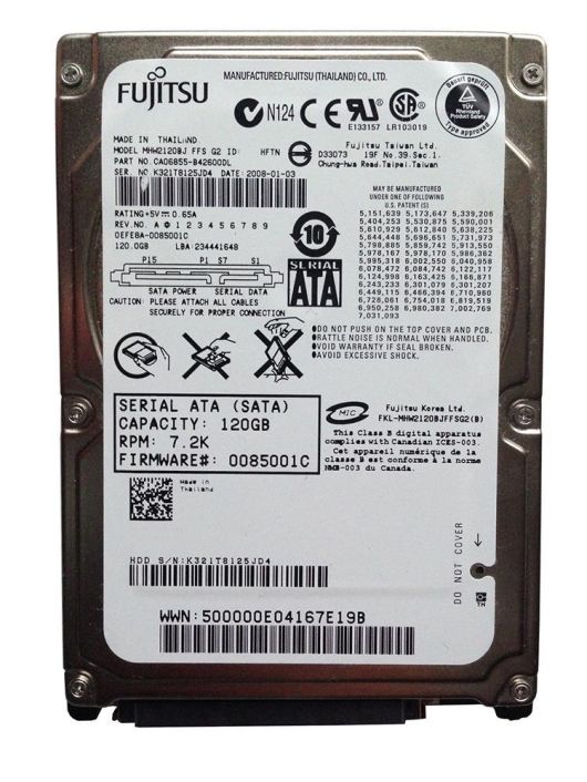 MHW2120BJ Fujitsu Mobile 120GB 7200RPM SATA 3Gbps 8MB Cache 2.5-inch Internal Hard Drive