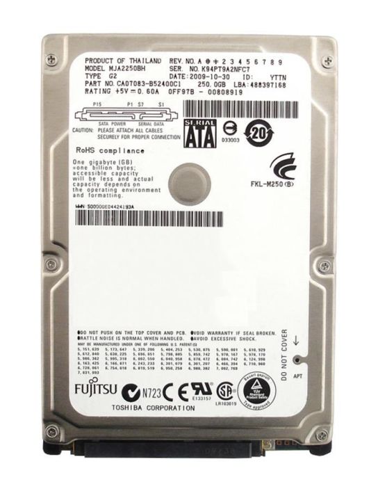 MJA2250BH Fujitsu Mobile 250GB 5400RPM SATA 3Gbps 8MB Cache 2.5-inch Internal Hard Drive