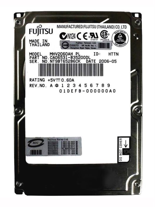 MHV2060AH06 Fujitsu Mobile 60GB 5400RPM ATA-100 8MB Cache 2.5-inch Internal Hard Drive