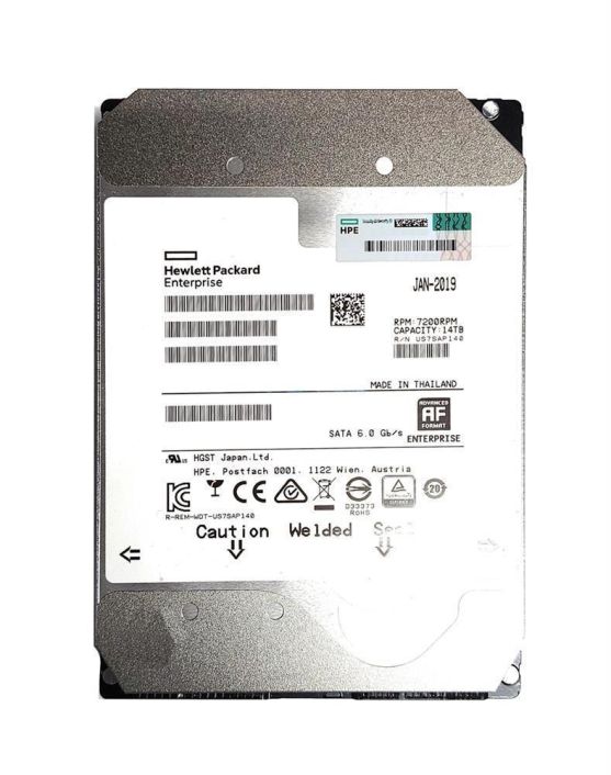 P11519-001 HPE 14TB 7200RPM SATA 6Gbps 3.5-inch Internal Hard Drive with Smart Carrier