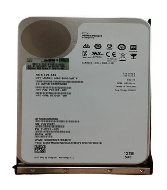P10818-001 HP 12TB 7200RPM SAS 12Gbps Hot Swap Midline (512e) 3.5-inch Internal Hard Drive