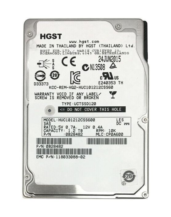 HUC101212CSS60 HGST Hitachi Ultrastar C10K1200 1.2TB 10000RPM SAS 6Gbps 64MB Cache 2.5-inch Internal Hard Drive