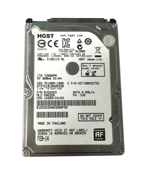 HTS721010A9E630 HGST Hitachi Travelstar 7K1000 1TB 7200RPM SATA 6Gbps 32MB Cache (512e) 2.5-inch Internal Hard Drive
