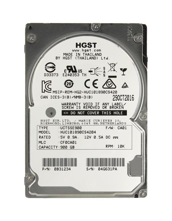 HUC101890CS4204 HGST Hitachi Ultrastar C10K1800 900GB 10000RPM SAS 12Gbps 128MB Cache (SE / 512e) 2.5-inch Internal Hard Drive