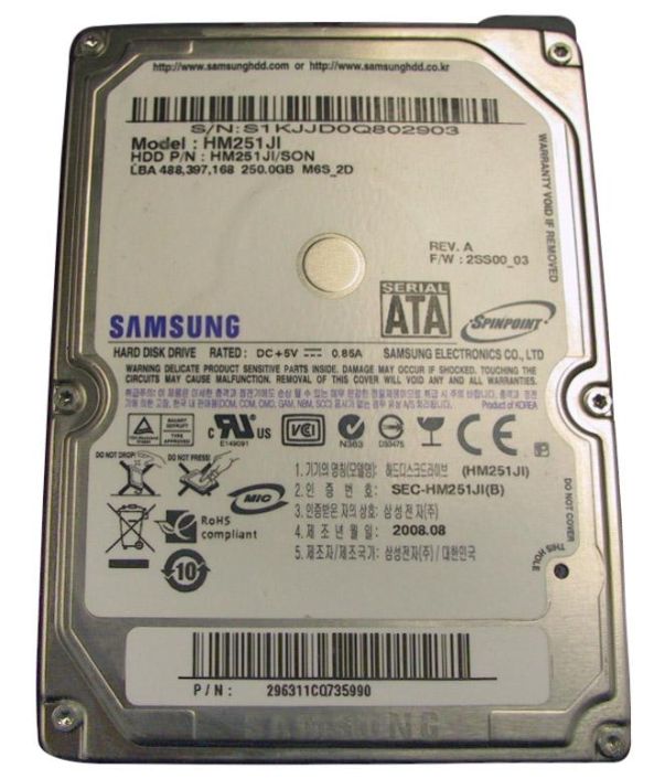 HM251JI Samsung Spinpoint M6 250GB 5400RPM SATA 1.5Gbps 8MB Cache 2.5-inch Internal Hard Drive