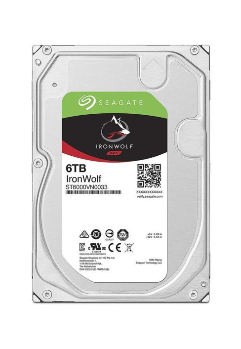 ST6000VNZ033 Seagate IronWolf NAS 6TB 7200RPM SATA 6Gbps 128MB Cache 3.5-inch Internal Hard Drive