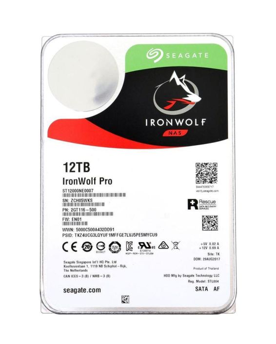 ST12000NE0007 Seagate IronWolf Pro 12TB 7200RPM SATA 6Gbps 256MB Cache (512e) 3.5-inch Internal Hard Drive
