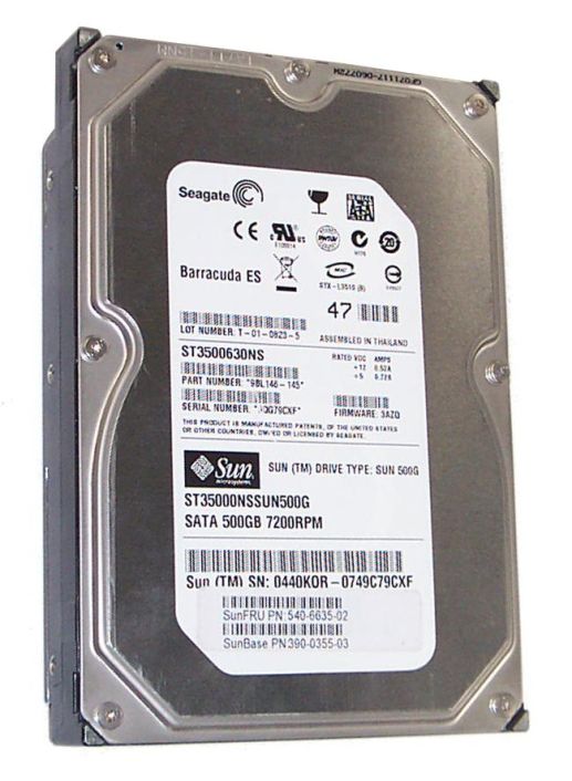 540-6635 Sun 500GB 7200RPM SATA 3Gbps 16MB Cache 3.5-inch Internal Hard Drive with Bracket