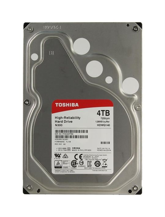 HDEXR01GCA51 Toshiba N300 4TB 7200RPM SATA 6Gbps 128MB Cache (512e) 3.5-inch Internal Hard Drive