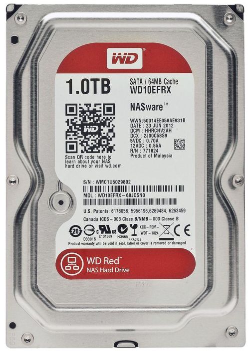 WD10EFRX Western Digital Red 1TB 5400RPM SATA 6Gbps 64MB Cache 3.5-inch Internal Hard Drive