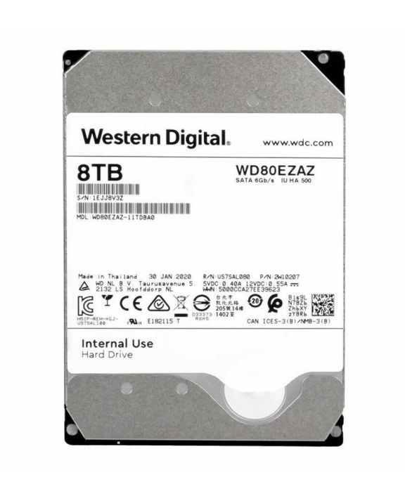WD80EZAZ Western Digital 8TB 5400RPM SATA 6Gbps 256MB Cache 3.5-inch Internal Hard Drive