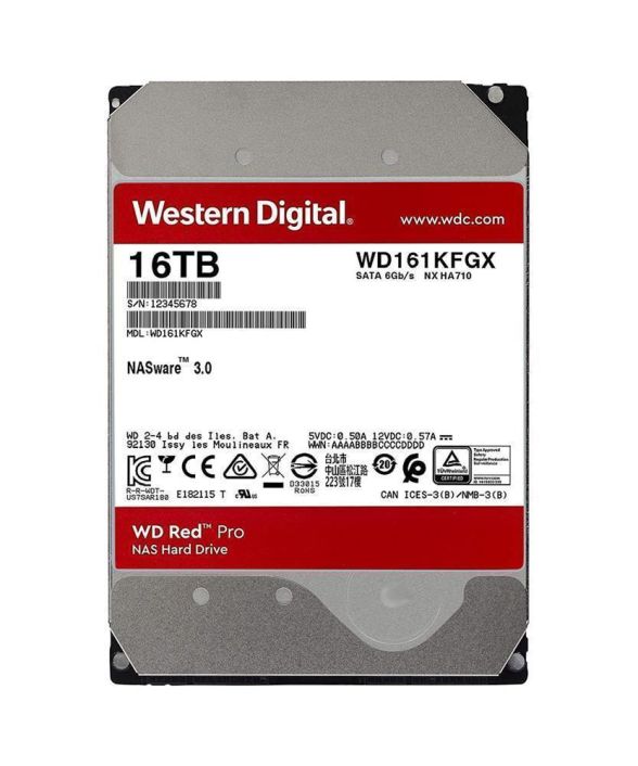 WD161KFGX Western Digital Red Pro 16TB 7200RPM SATA 6Gbps 512MB Cache 3.5-inch Internal Hard Drive