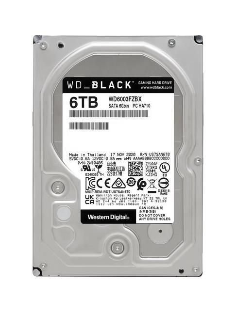 WD6004FZWX Western Digital Black 6TB 7200RPM SATA 6Gbps 128MB Cache (512e) 3.5-inch Internal Hard Drive