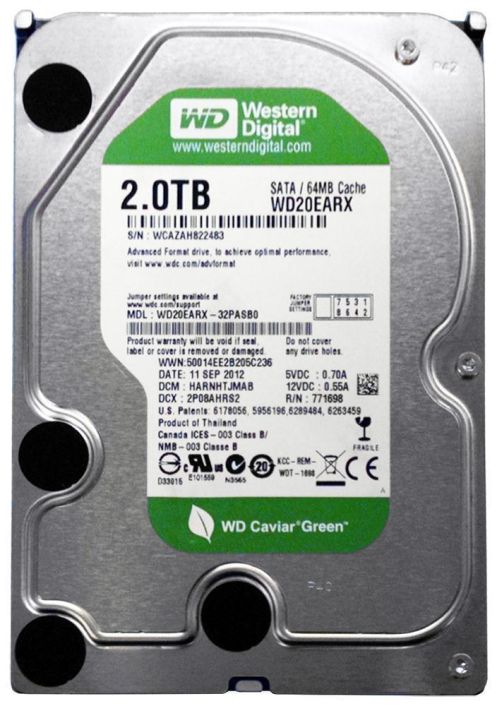 WD20EURX Western Digital AV-GP 2TB 5400RPM SATA 6Gbps 64MB Cache 3.5-inch Internal Hard Drive