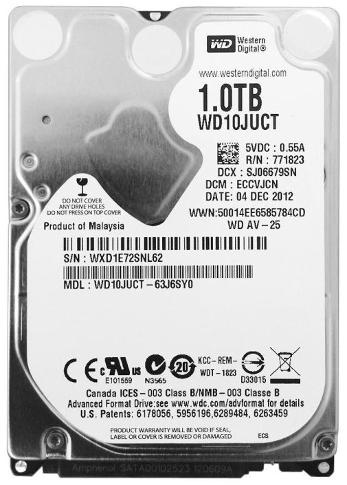 WD10JUCT Western Digital AV-25 1TB 5400RPM SATA 3Gbps 16MB Cache 2.5-inch Internal Hard Drive