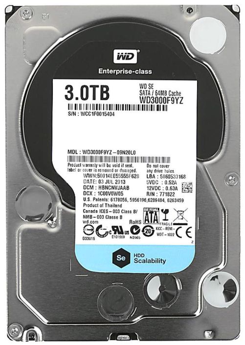 WD3000F9YZ Western Digital SE 3TB 7200RPM SATA 6Gbps 64MB Cache 3.5-inch Internal Hard Drive