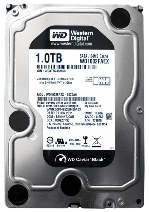 WD1002FAEX Western Digital Caviar Black 1TB 7200RPM SATA 6Gbps 64MB Cache 3.5-inch Internal Hard Drive