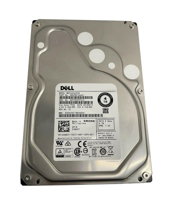 4N6CY Dell Enterprise 4TB 7200RPM SATA 6Gbps Hot Swap 128MB Cache 3.5-inch Internal Hard Drive