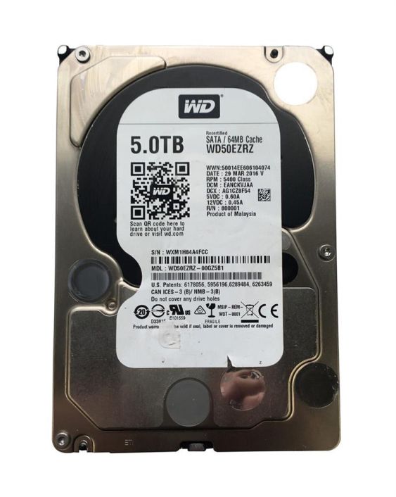 WD50EZRZ-00GZ5B1 Western Digital Blue 5TB 5400RPM SATA 6Gbps 64MB Cache 3.5-inch Internal Hard Drive