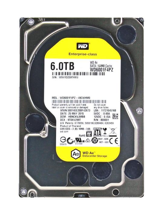 WD6001F4PZ-49CWHM0 Western Digital Ae 6TB 5760RPM SATA 6Gbps 64MB Cache 3.5-inch Internal Hard Drive