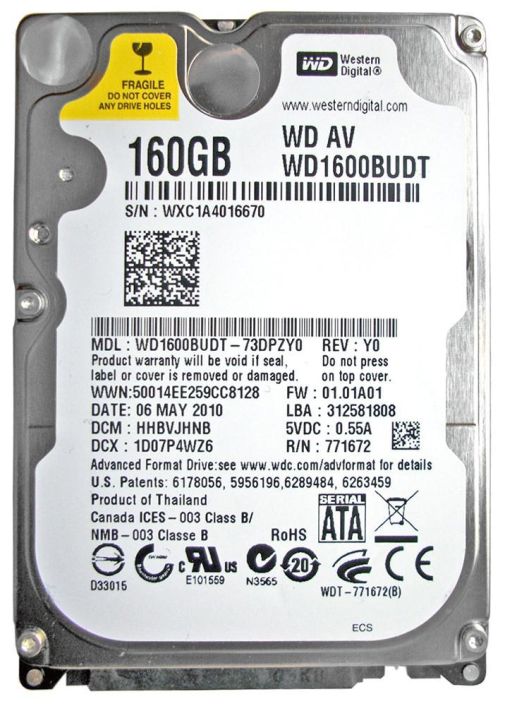 WD1600BUDT-73DPZY0 Western Digital AV-25 160GB 5400RPM SATA 3Gbps 32MB Cache 2.5-inch Internal Hard Drive
