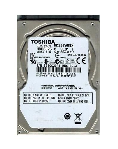 HDD2J95C Toshiba 250GB 5400RPM SATA 3Gbps 8MB Cache 2.5-inch Internal Hard Drive