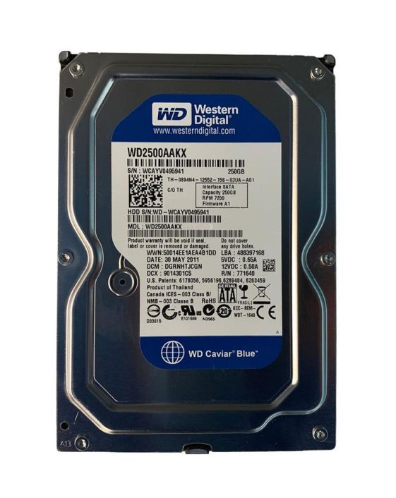 WD2500AAKX-08ERMA Western Digital Caviar Blue 250GB 7200RPM SATA 6Gbps 16MB Cache 3.5-inch Internal Hard Drive