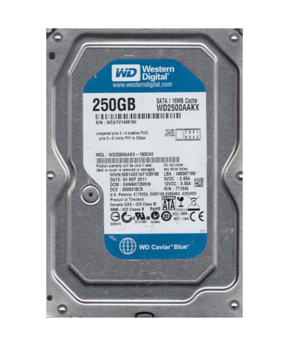WD2500AAKX-193CA0 Western Digital Caviar Blue 250GB 7200RPM SATA 6Gbps 16MB Cache 3.5-inch Internal Hard Drive