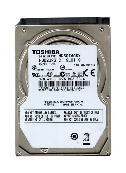 HDD2J93-C Toshiba 500GB 5400RPM SATA 3Gbps 8MB Cache 2.5-inch Internal Hard Drive