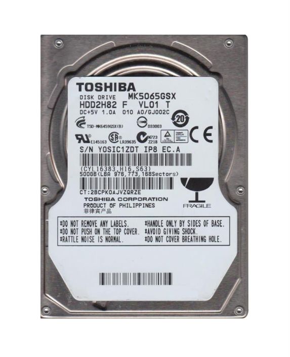 HDD2H82-F Toshiba 500GB 5400RPM SATA 3Gbps 8MB Cache 2.5-inch Internal Hard Drive
