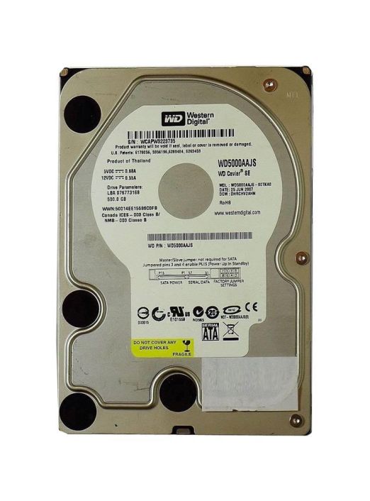 WD5000AAJS-OOA8B2 Western Digital Caviar Blue 500GB 7200RPM SATA 3Gbps 8MB Cache 3.5-inch Internal Hard Drive
