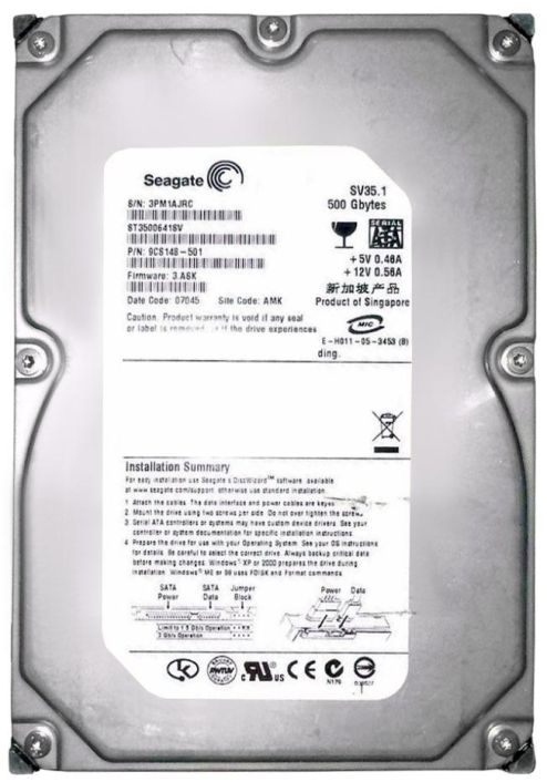 ST3500641SV Seagate SV35 500GB 7200RPM SATA 3Gbps 16MB Cache 3.5-inch Internal Hard Drive