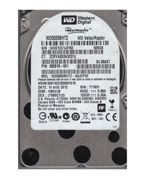 WD5000BHTZ-60JCPV0 Western Digital VelociRaptor 500GB 10000RPM SATA 6Gbps 64MB Cache 2.5-inch Internal Hard Drive
