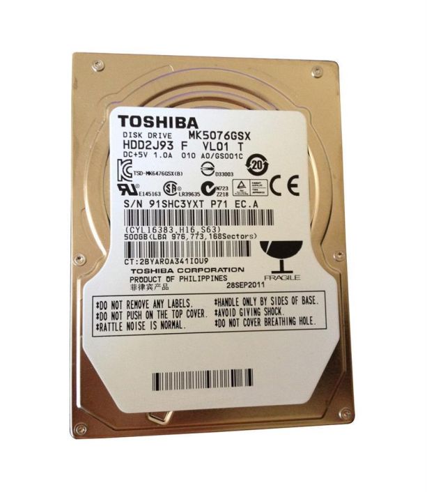 MK5076GSX-A1 Toshiba 500GB 5400RPM SATA 3Gbps 8MB Cache 2.5-inch Internal Hard Drive