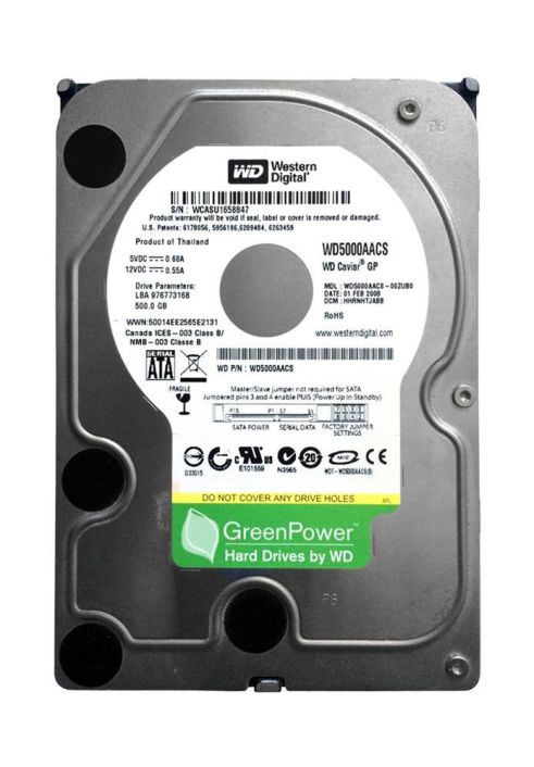 WD5000AACS-O7G8BO Western Digital Caviar Green 500GB 7200RPM SATA 3Gbps 16MB Cache 3.5-inch Internal Hard Drive