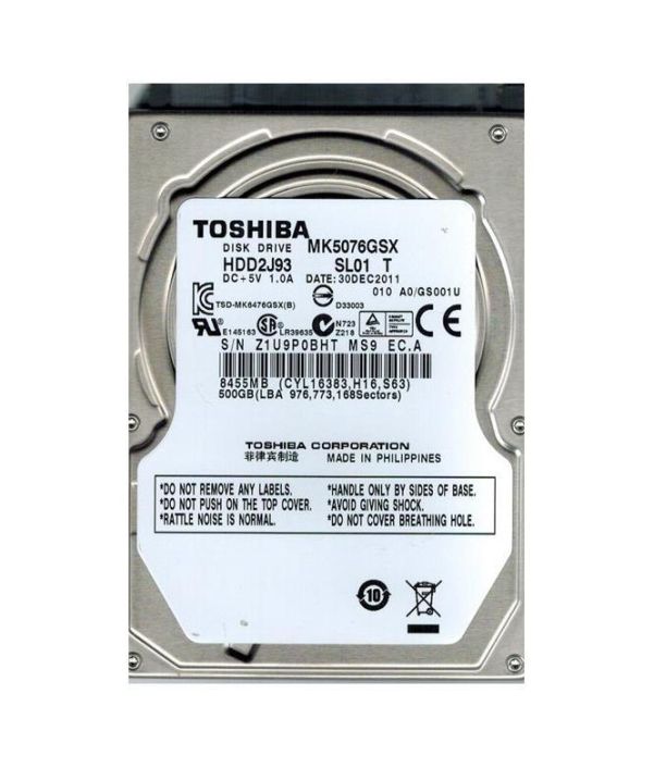 HDD2J93-A1 Toshiba 500GB 5400RPM SATA 3Gbps 8MB Cache 2.5-inch Internal Hard Drive