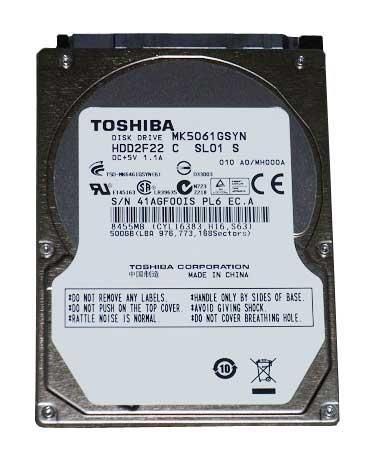 MK5061GSYN06 Toshiba 500GB 7200RPM SATA 3Gbps 16MB Cache 2.5-inch Internal Hard Drive
