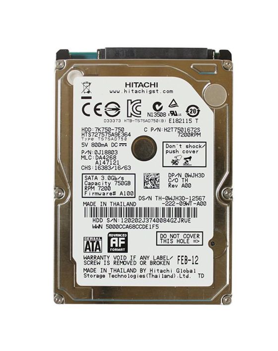 H2T7501672S HGST Hitachi Travelstar 7K750 750GB 7200RPM SATA 3Gbps 16MB Cache (512e) 2.5-inch Internal Hard Drive