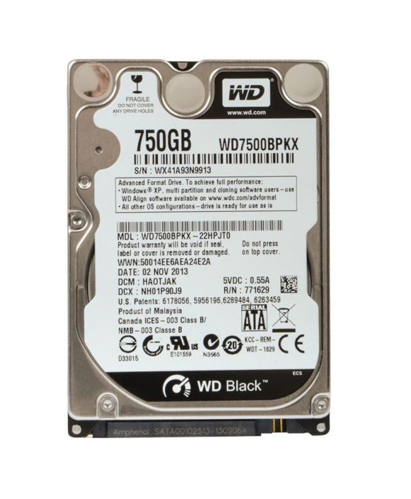 WD7500BPKX-22HPJT0 Western Digital Black 750GB 7200RPM SATA 6Gbps 16MB Cache 2.5-inch Internal Hard Drive