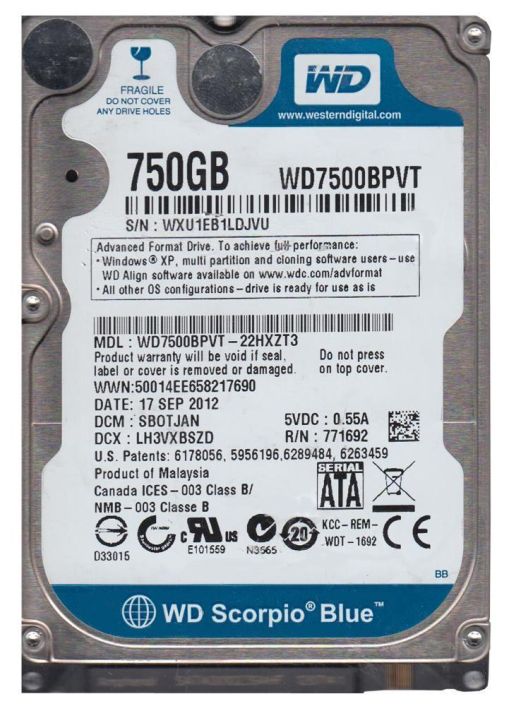 WD7500BTVT Western Digital Scorpio Blue 750GB 5400RPM SATA 3Gbps 8MB Cache 2.5-inch Internal Hard Drive for Mac