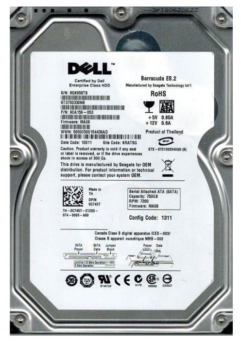 CP4G3 Dell 750GB 7200RPM SATA 3Gbps 3.5-inch Internal Hard Drive