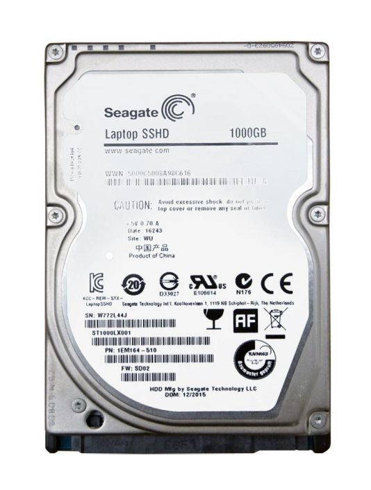 ST1000LX001 Seagate Laptop SSHD 1TB 5400RPM SATA 6Gbps 64MB Cache 32GB NADN SSD 2.5-inch Internal Hybrid Hard Drive