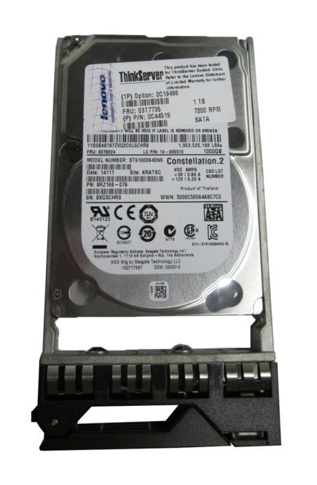 0C19496-US-06 Lenovo 1TB 7200RPM SATA 6Gbps Hot Swap 2.5-inch Internal Hard Drive for ThinkServer