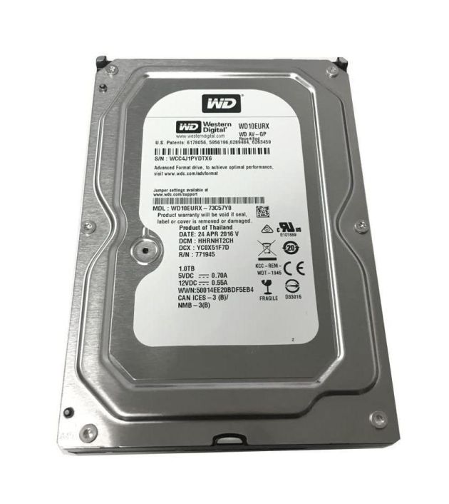 WD10EURX-73C57YO Western Digital AV-GP 1TB 5400RPM SATA 6Gbps 64MB Cache 3.5-inch Internal Hard Drive