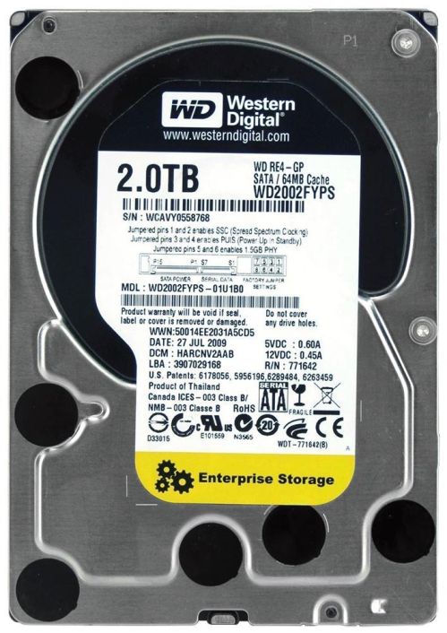 WD2002FYPS-01U1B0 Western Digital Enterprise RE4-GP 2TB 5400RPM SATA 3Gbps 64MB Cache 3.5-inch Internal Hard Drive