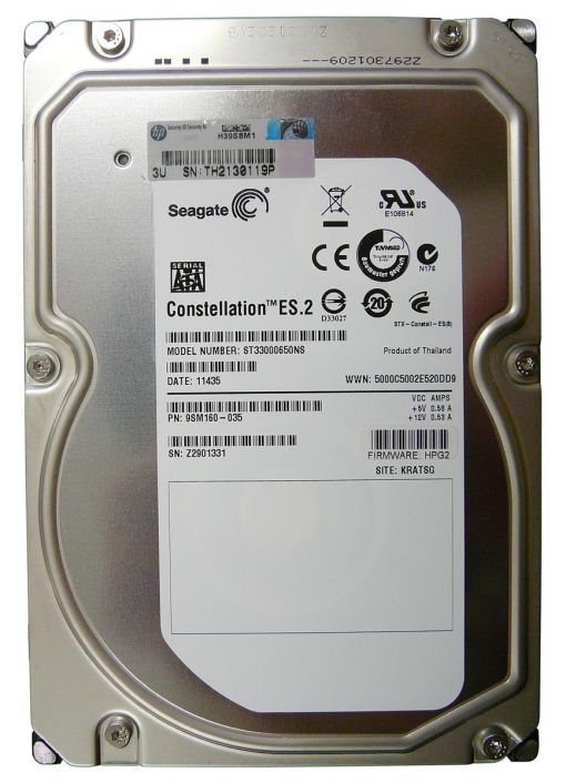 ST33000650NS-A1 Seagate Constellation ES.2 3TB 7200RPM SATA 6Gbps 64MB Cache 3.5-inch Internal Hard Drive