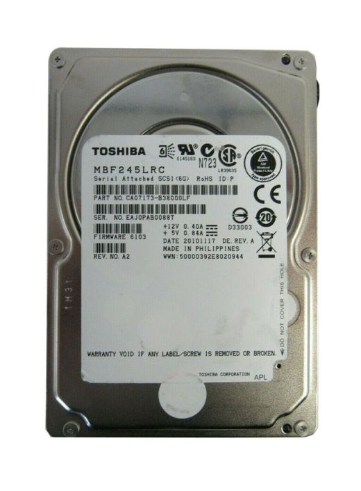 MBF245LRC-40PK Toshiba Enterprise 450GB 10000RPM SAS 6Gbps 16MB Cache 3.5-inch Internal Hard Drive with Carrier (40-Pack)